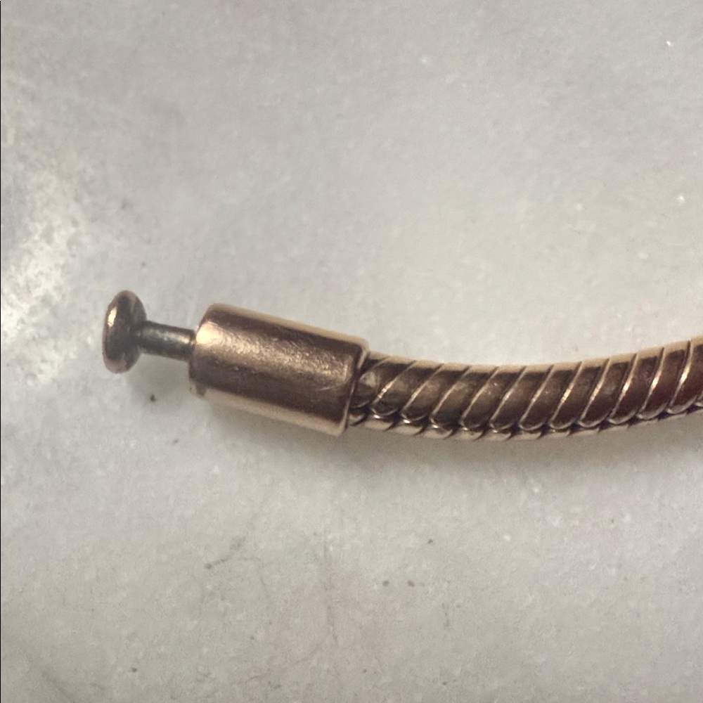 Pandora Rose Gold Tone Heart Clasp Snake Bracelet - Picture 6 of 9